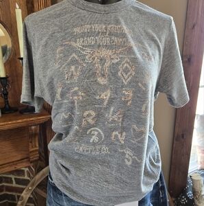 Gray Western Top- Trust Your Neighbor But Brand Yoir Cattle